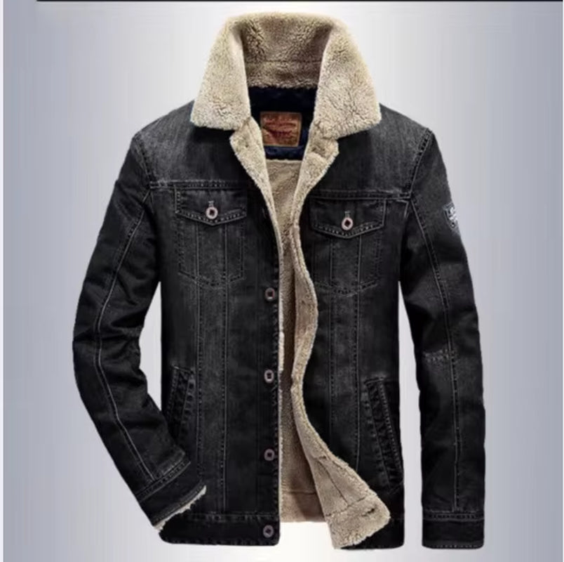 M-6XL Men Jacket and Coats Brand Clothing Denim Chaqueta Fashion Mens Jeans Jacket Thick Warm Winter Outwear Male Cowboy YF055